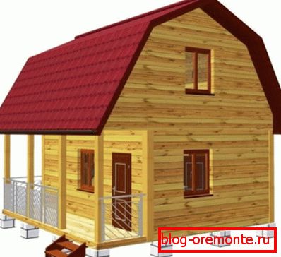На сликата - 3D модел на бања на бетонски бетонски темел, со тераса и поткровје На сликата - 3D модел на бања на бетонски бетонски темел, со тераса и поткровје