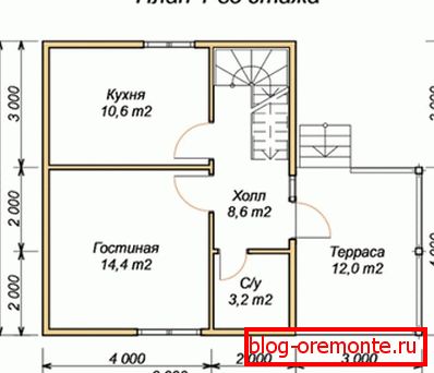 На првиот кат можете да поставите 4 соби и сала.