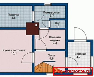 Приземје план на куќата со бања Приземје план на куќата со бања