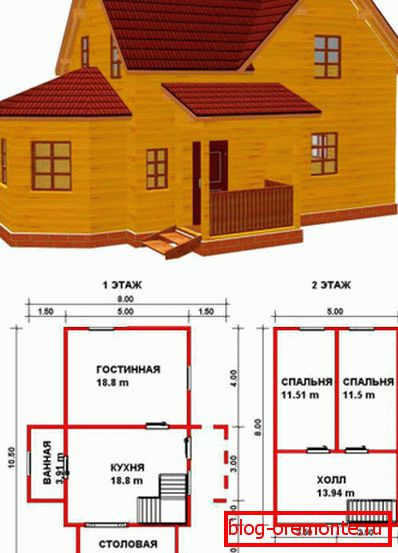 Пример за куќа шема 8x10 Пример за куќа шема 8x10