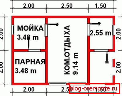 Проект план за бања со свои раце од бар 6x4m