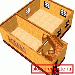 Шематски приказ на првиот кат во куќата 8x8 m. Шематски приказ на првиот кат во куќата 8x8 m.