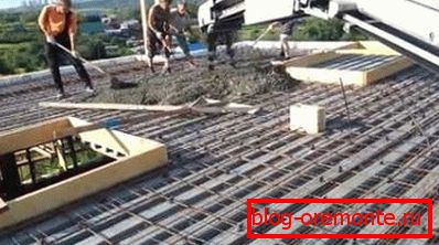 Поставување бетон на таванот со засилување Поставување бетон на таванот со засилување